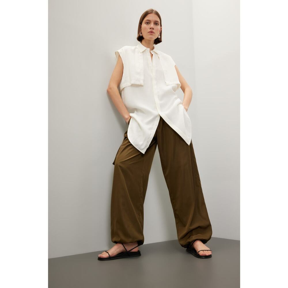 K.ngsley Nes Shirt Dress White Collared Oversized Button Front‎ Sleeveless Sz XL